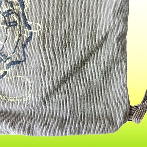 Disney Green Mickey Mouse Drawstring Backpack Cotton With Zip Pocket Medium - Picture 7 of 10